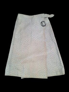 Sherry Cassin Women's Oatmeal Wrap Leather Ostrich Embossed Skirt Sample Sz 8